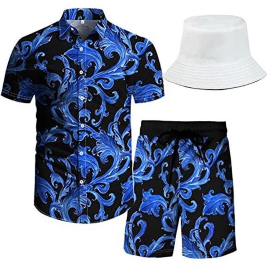 Hot Beach Outfit Matching Shirts Shorts Men's White